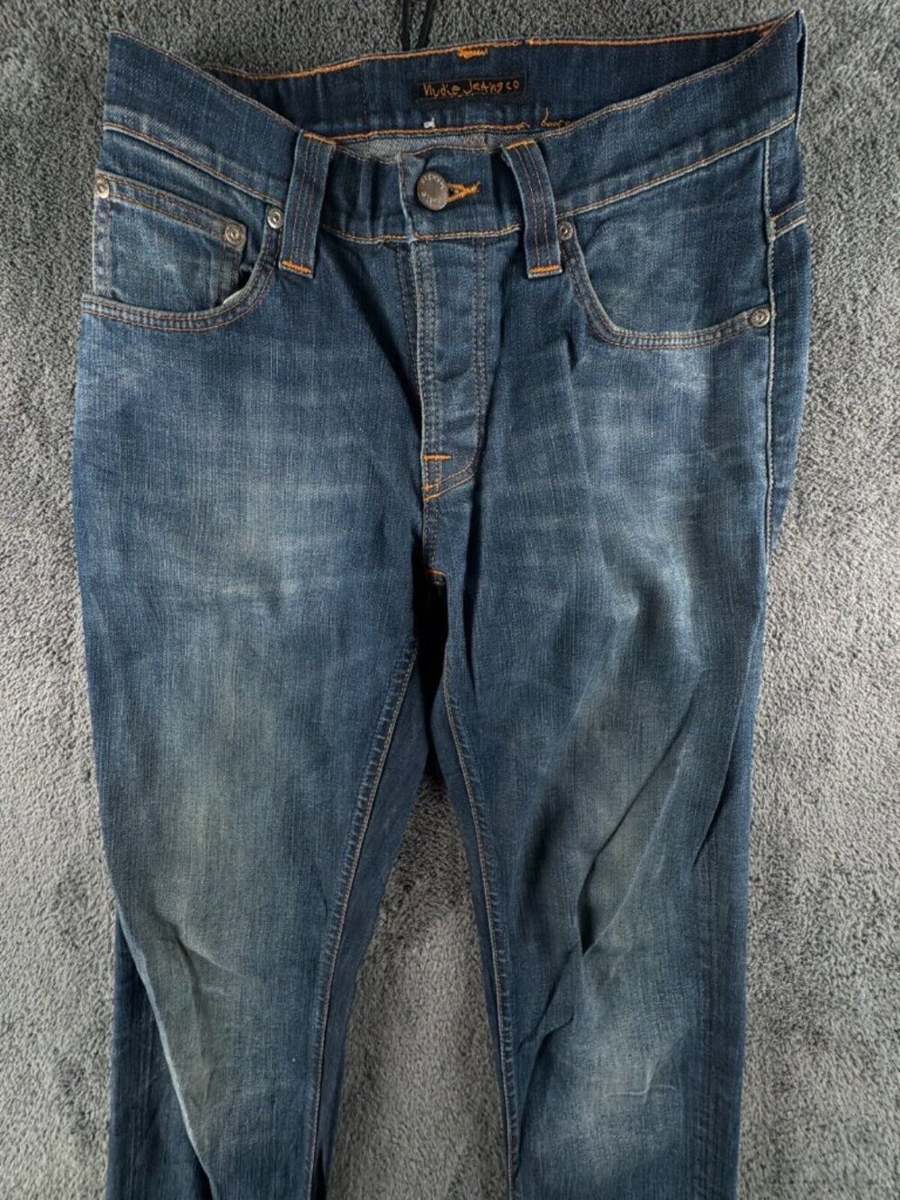 Nudie Jeans Co Mens Jeans Denim Pants Trouser Size 28x32 GRIM TIM WHITE KNEE